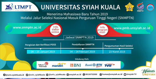 Penerimaan Mahasiswa Baru Jalur SNMPTN Tahun 2019